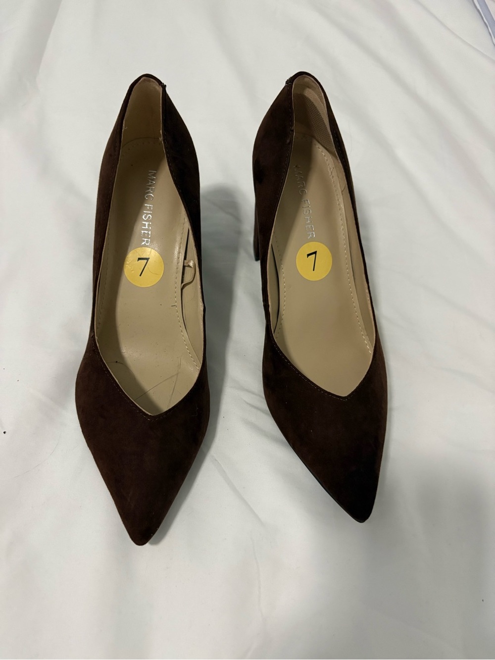 Marc Fisher Dark Brown Pointed Toe Suede Pumps